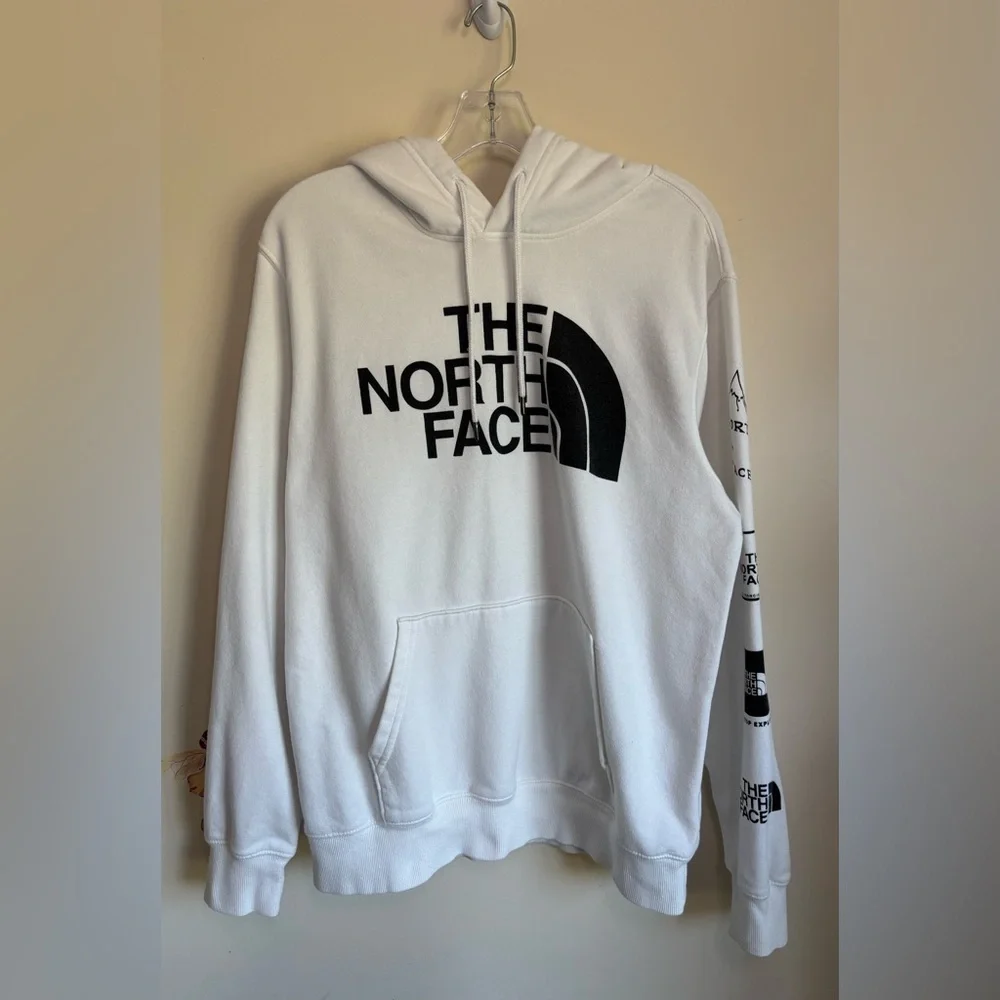 The North Face Half Dome Logo Print Hoodie Pullover Size M White Cotton Unisex